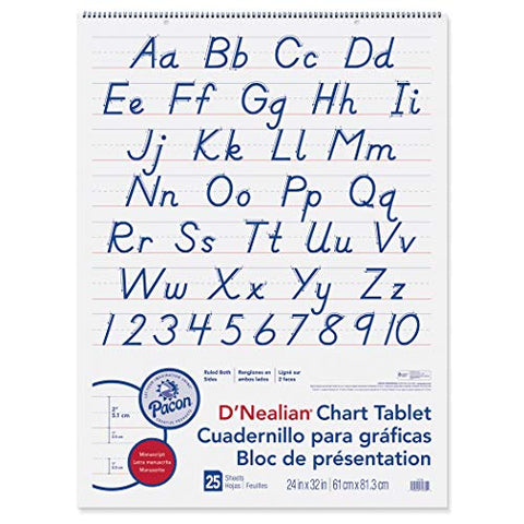D&#39;Nealian Chart Tablet, 24&#34;X32&#34;, Cursive, 25 Sheets