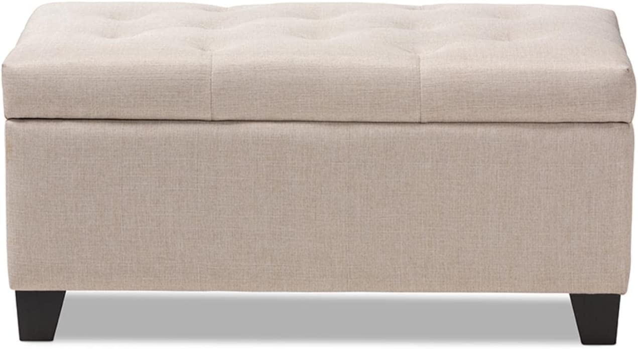 Baxton Studio Michaela Modern and Contemporary Beige Fabric Upholstered Storage Ottoman