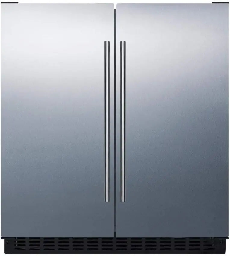 FFRF3070BSS 30&#34; Side-by-Side Compact Refrigerator and Freezer with 5.4 cu. ft. Capacity LED Lighting Frost Free Operation High Temperature and Open Door Alarm in Stainless Steel with Black Cabinet