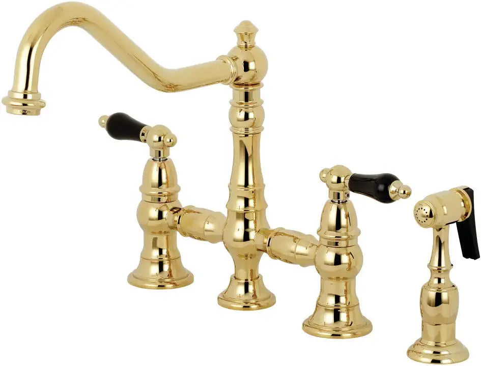 Kingston Brass KS3272PKLBS Duchess Bridge Kitchen Faucet, Polished Brass