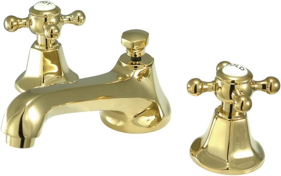 Kingston Brass KS4461BX Metropolitan Widespread Lavatory Faucet with Metal Cross Handle, Polished Chrome