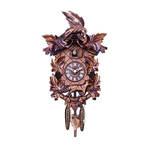 Aesop foot s Fable Cuckoo Clock with Hand-carved Maple Leaves Grapes Bird and Fox