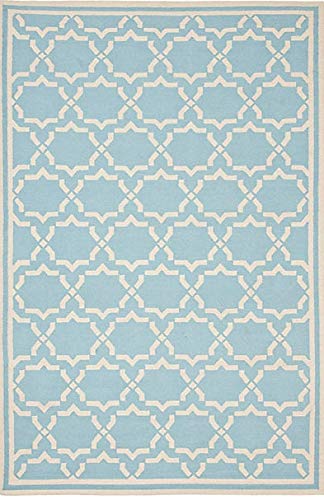 Pasargad Home Kilim Collection Hand-Woven Lamb foots Wool Area Rug- 5 foot 9 inches X 8 foot 9 inches L. Blue