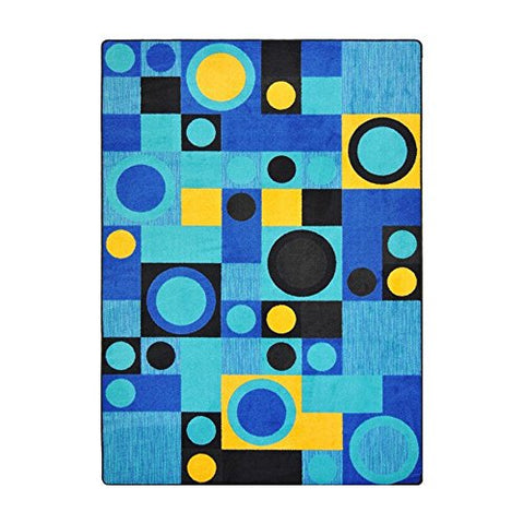Joy Carpets Kid Essentials City Block Teen Area Rugs, 46-Inch by 64-Inch by 0.36-Inch, Blue