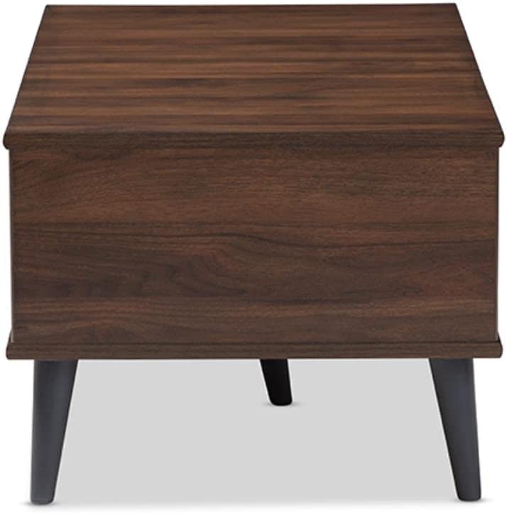 Baxton Studio Pierre Mid-Century Modern Brown and Dark Grey Finished Wood Coffee Table