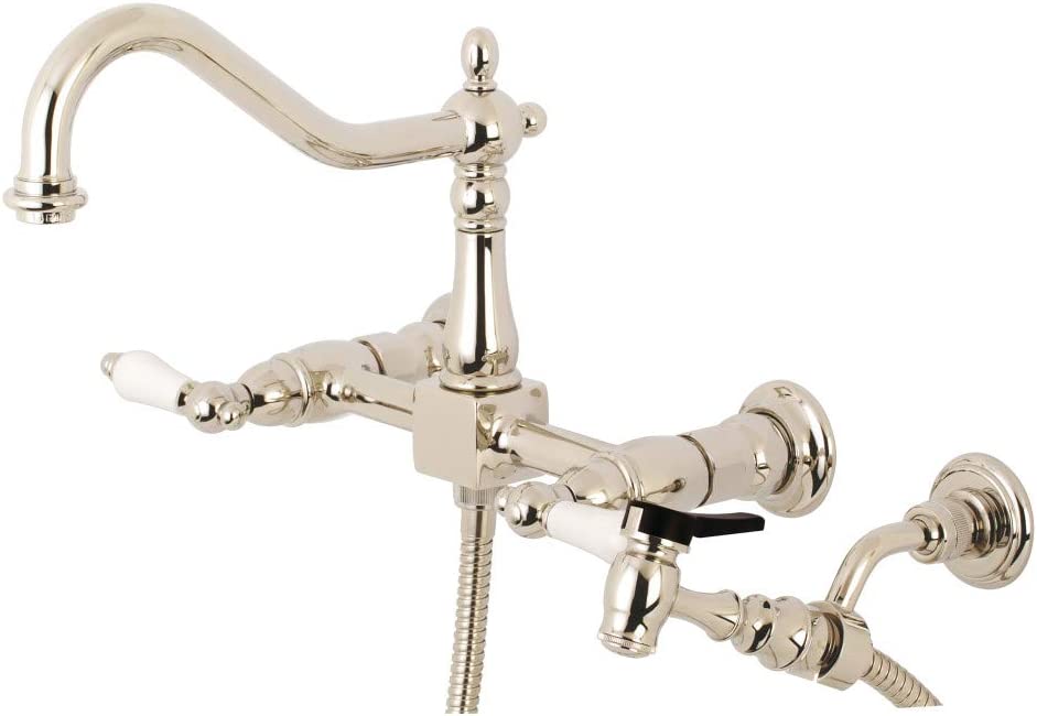 Kingston Brass KS1246PLBS Heritage Bridge Kitchen Faucet, Polished Nickel