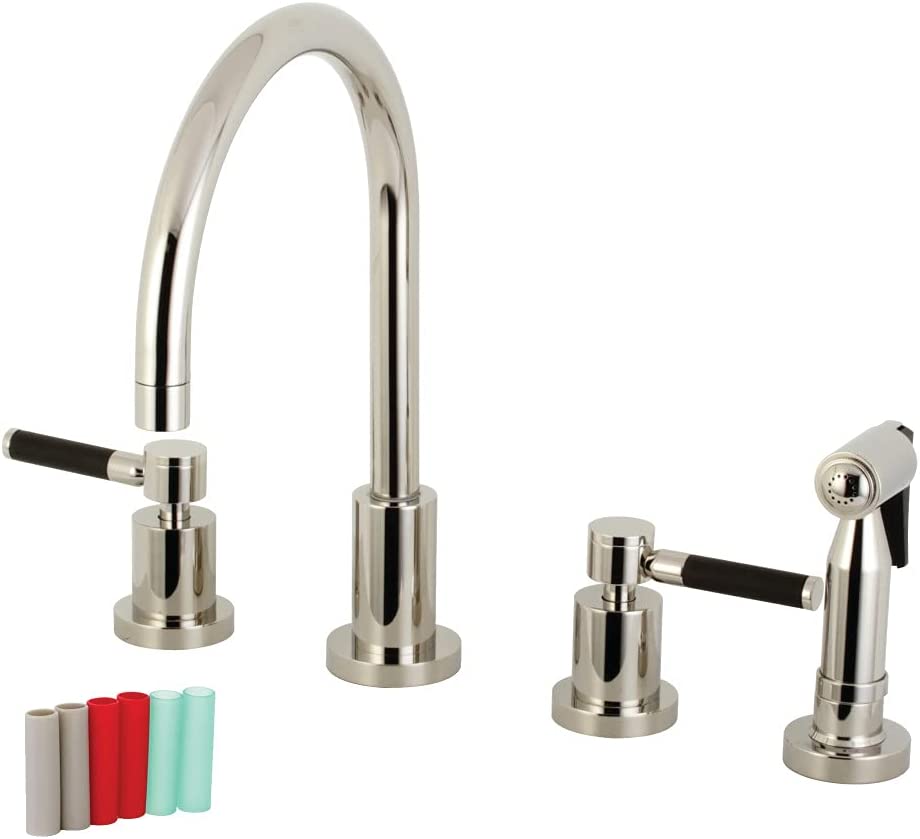 Kingston Brass KS8726DKLBS Kaiser Widespread Kitchen Faucet, Polished Nickel