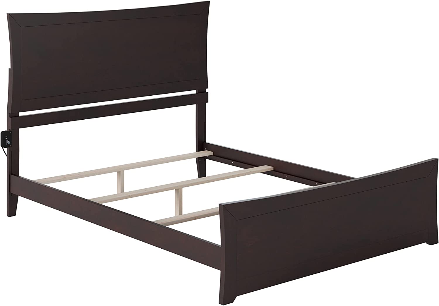 AFI Metro Traditional Bed with Matching Footboard and Turbo Charger, Queen, Espresso