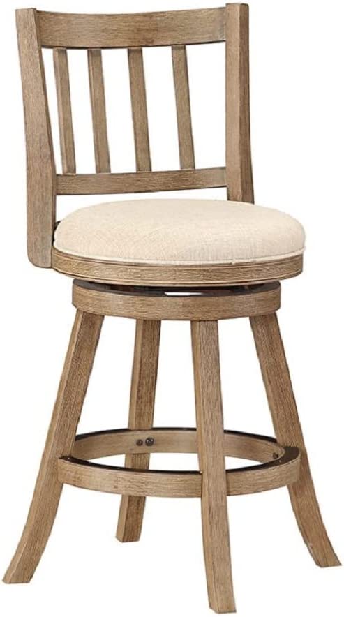 Boraam Sheldon Counter Height Stool, 1 Pack, 24-Inch, 1-Pack, Driftwood Wire-Brush and Ivory