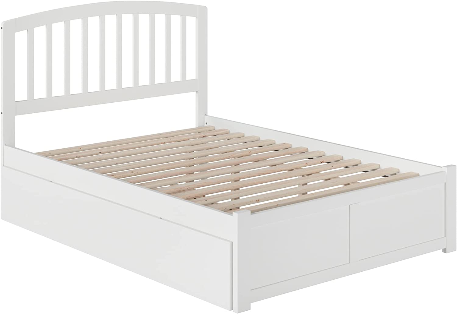 AFI Richmond Platform Bed with Flat Panel Footboard and Turbo Charger with Twin Size Urban Trundle, Full, White