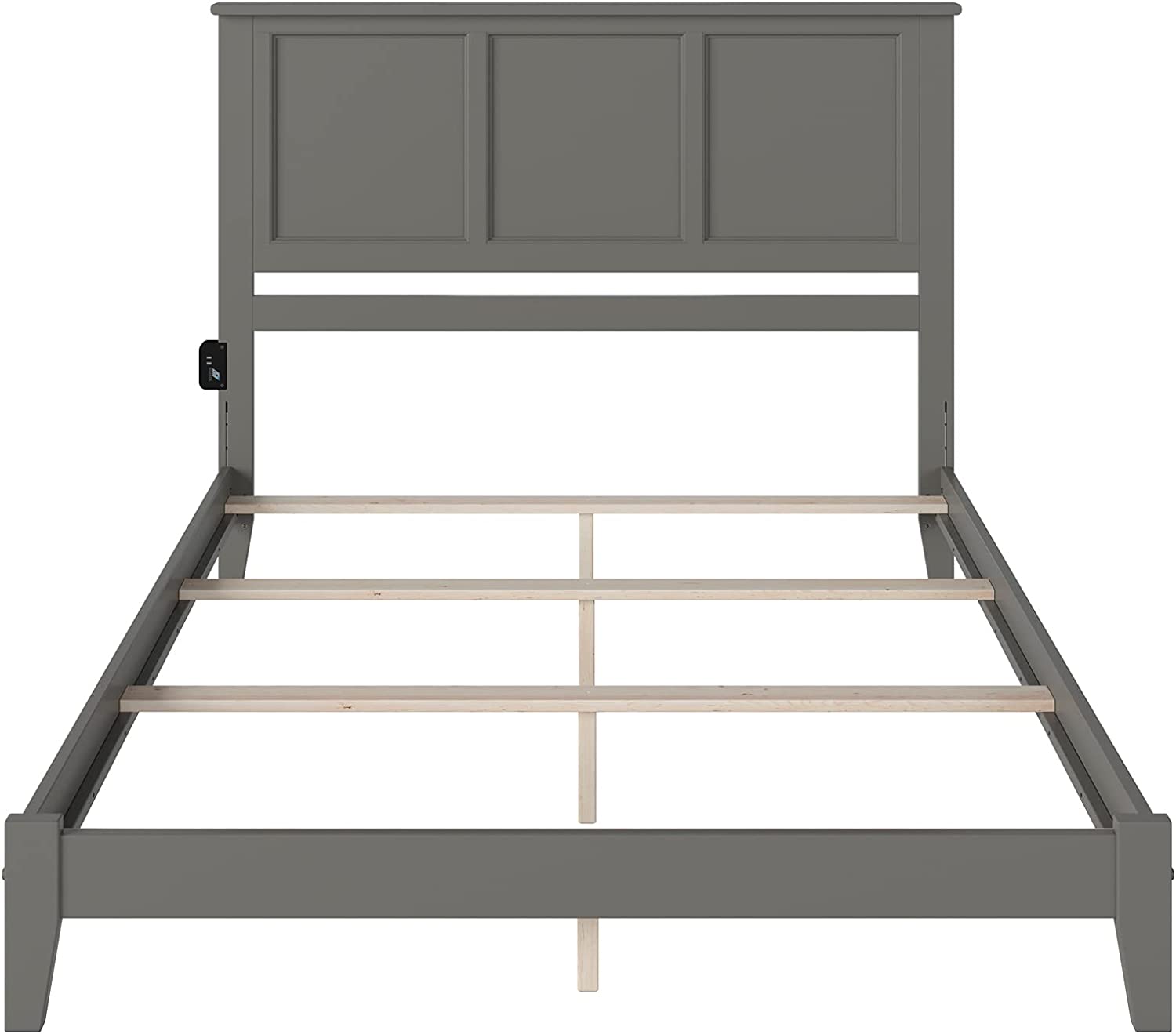 AFI Madison Traditional Bed with Open Footboard and Turbo Charger, King, Grey