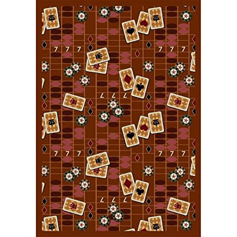 Joy Carpets Games People Play Feeling Lucky Gaming Area Rugs, 92-Inch by 129-Inch by 0.36-Inch, Rust