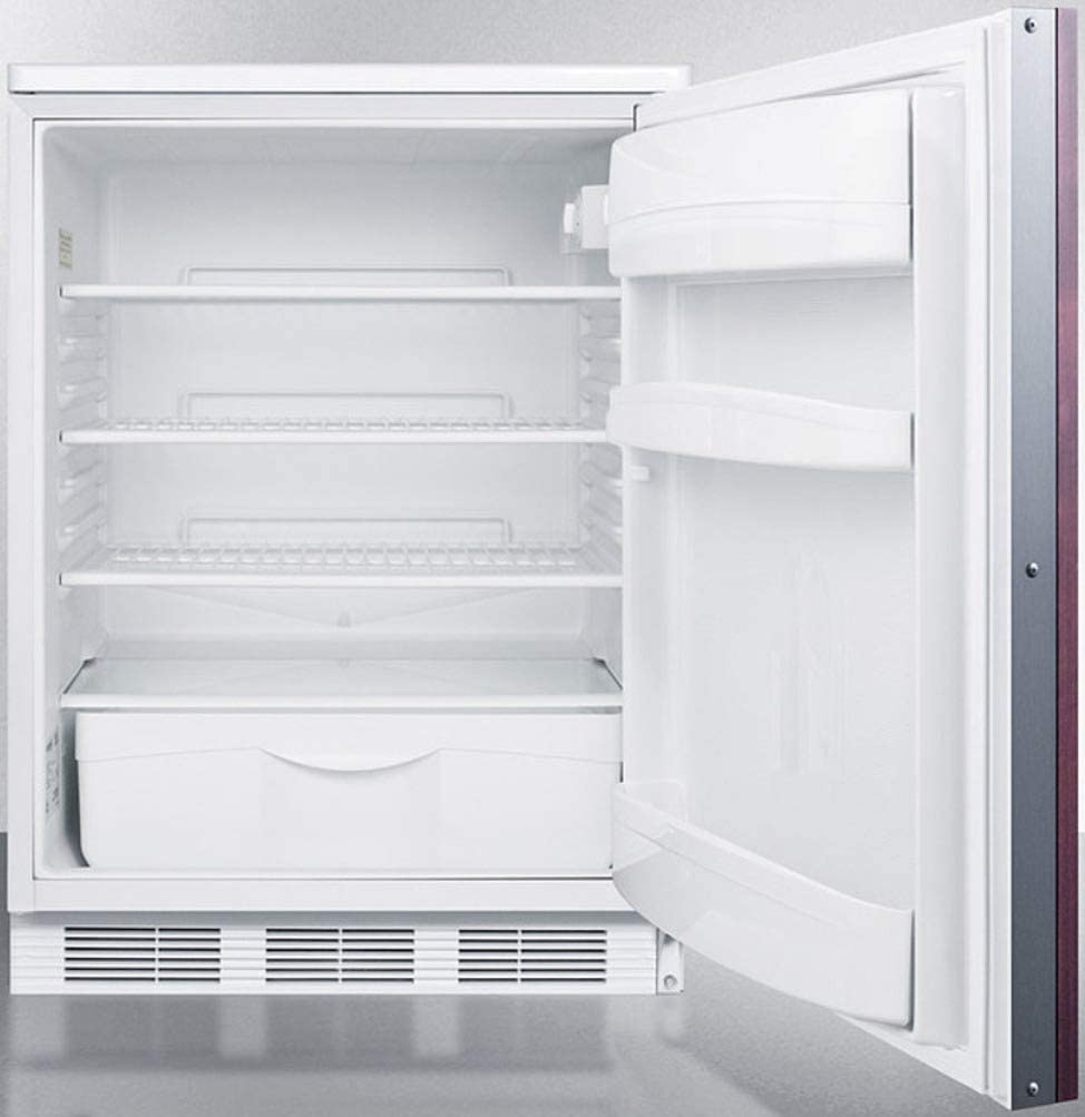 Summit Appliance FF6LWBI7IF Commercially Approved Built-in Undercounter All-Refrigerator with Integrated Door Frame for Overlay Panels, Auto defrost, Deluxe Interior, Front Lock and White Cabinet