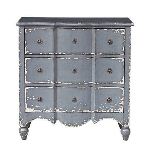 Traditional Heavily Distressed Hand Painted Light Blue Three Drawer Accent Storage Chest