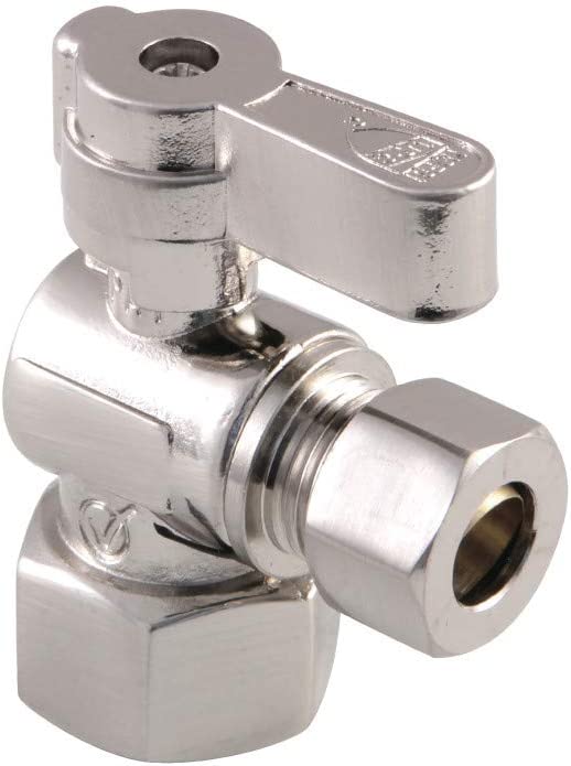 Kingston Brass KF4310SN Baseline 1/2-Inch FIP x 3/8-Inch OD Comp Angle Stop Valve, Brushed Nickel