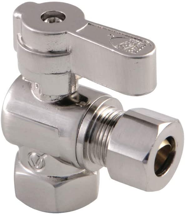 Kingston Brass KF3310SN Fip X 3/8 OD Comp Angle Stop Valve with Lever Handle, Brushed Nickel