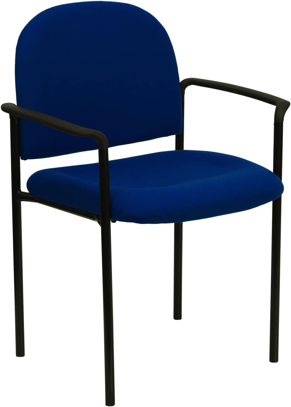 Flash Furniture Comfort Navy Fabric Stackable Steel Side Reception Chair with Arms