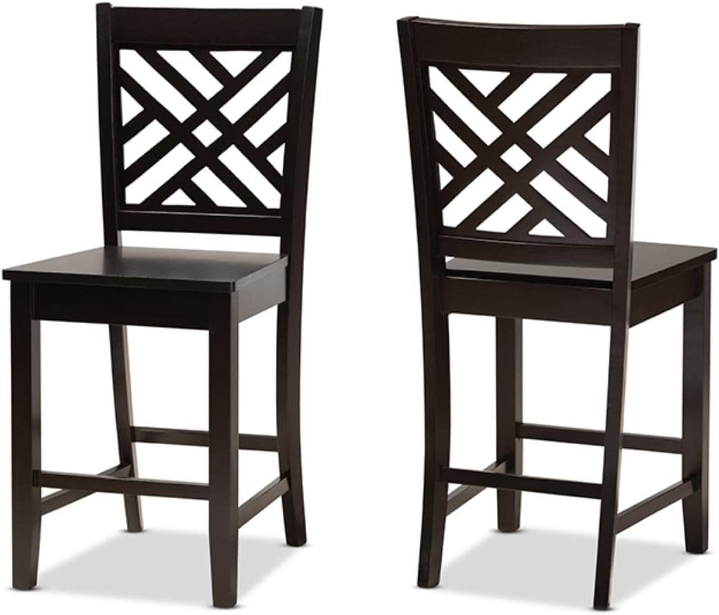 Baxton Studio Caron Modern and Contemporary Transitional Dark Brown Finished Wood 2-Piece Counter Stool Set