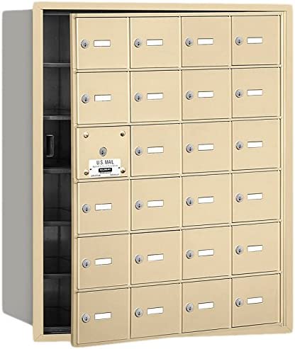 Salsbury Industries 3624SFP 4B Plus Horizontal Mailbox with Master Commercial Lock, 24 A Doors 23 Usable, Front Loading, Private Access, Sandstone