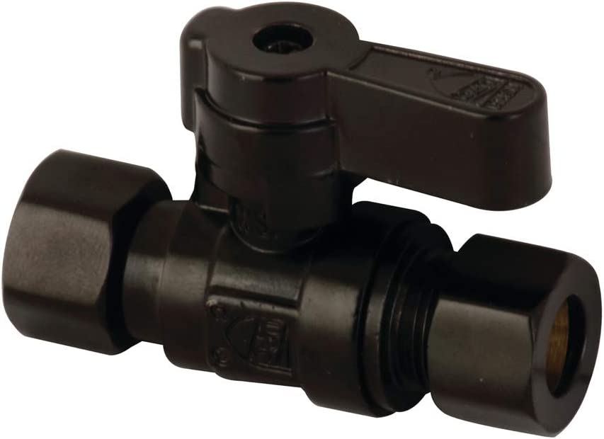 Kingston Brass KF3330MB X 3/8 OD Comp Straight Stop Valve, Matte Black