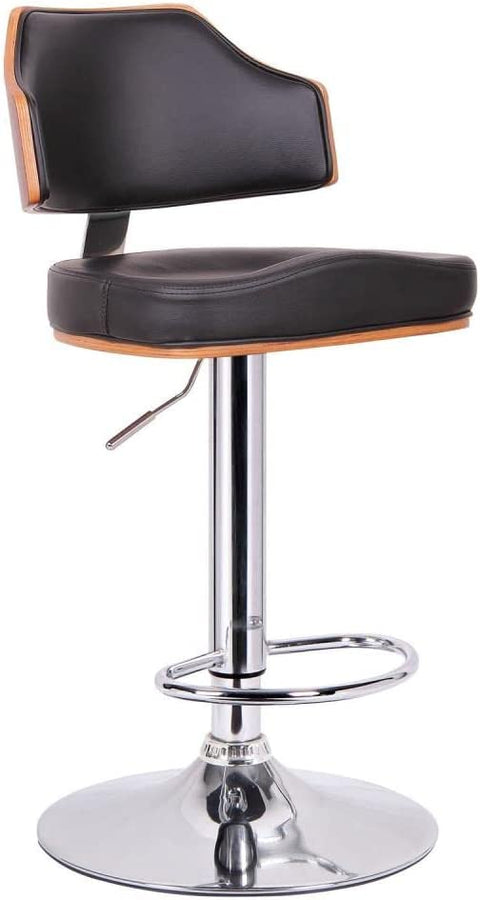 Baxton Studio Cabell Walnut and Black Modern Bar Stool, 17L x 17.5W x 35H