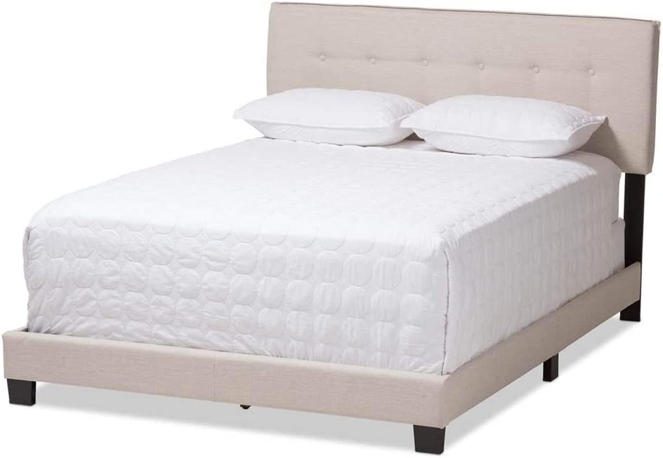 Baxton Studio Audrey Modern and Contemporary Light Beige Fabric Upholstered Queen Size Bed