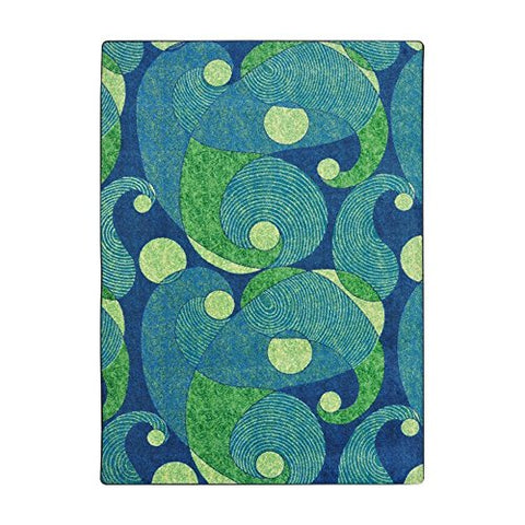 Joy Carpets Kid Essentials Jazzy Teen Area Rugs, 92-Inch by 129-Inch by 0.36-Inch, Blue/Teal