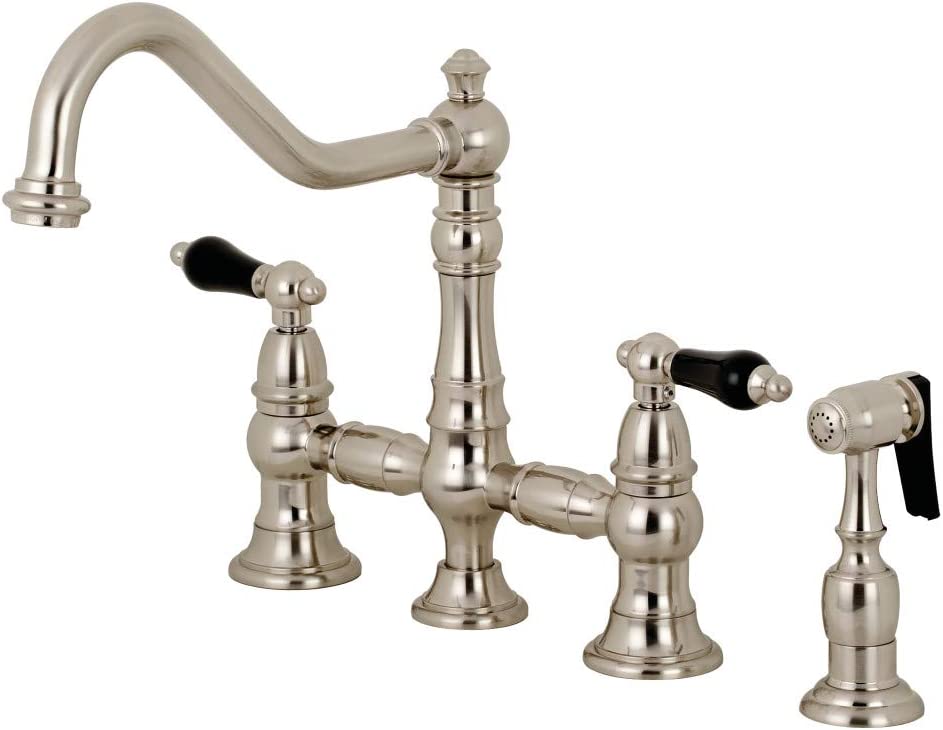 Kingston Brass KS3278PKLBS Duchess Bridge Kitchen Faucet, Brushed Nickel