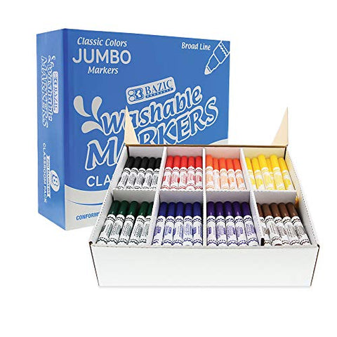 WASHABLE MARKERS JUMBO 200CT 8 COLORS CLASS PK