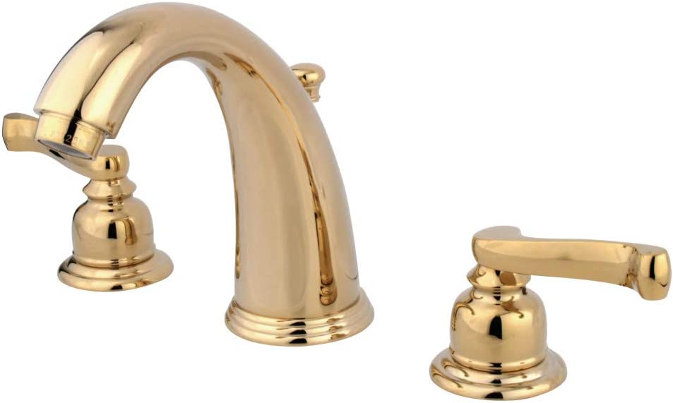 Kingston Brass KB982FL Royale Widespread Lavatory Faucet with Brass Pop-Up, Polished Brass,8-Inch Adjustable Center