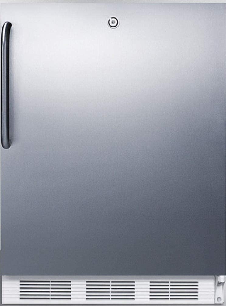 Summit Appliance FF6LWBI7SSTBADA ADA Compliant Commercial All-Refrigerator for General Purpose Use with Auto Defrost, Lock, Stainless Steel Door, Towel Bar Handle and White Cabinet