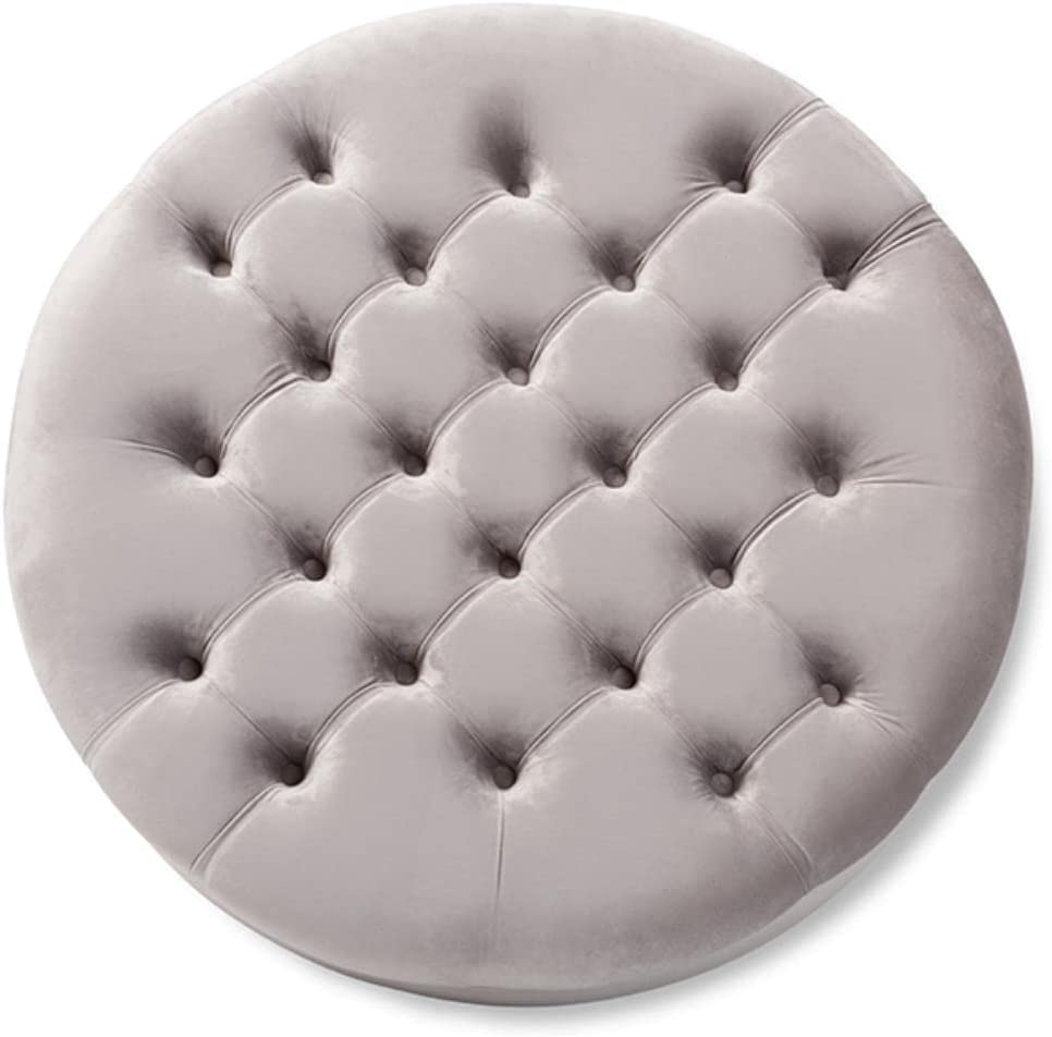 Baxton Studio Palfrey Transitional Gray Velvet Fabric Upholstered Button Tufted Cocktail Ottoman