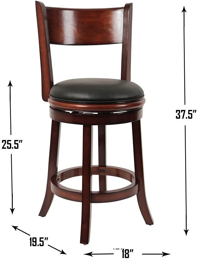 Boraam Palmetto Counter Height Swivel Stool, 24-Inch, Brandy