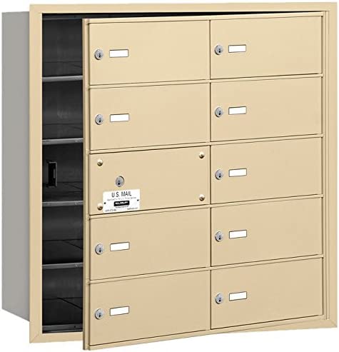 Salsbury Industries 3610SFU 4B Plus Horizontal Mailbox, 10 B Doors 9 Usable, Front Loading, USPS Access, Sandstone