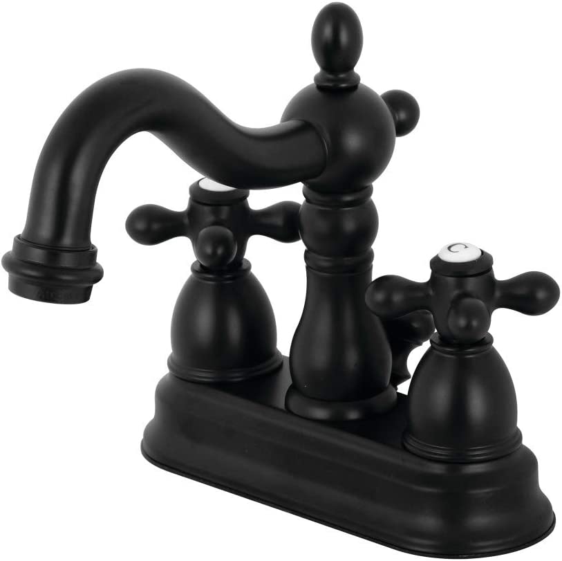 Kingston Brass KB1600AX Heritage 4&#34; Centerset Bathroom Faucet, Matte Black