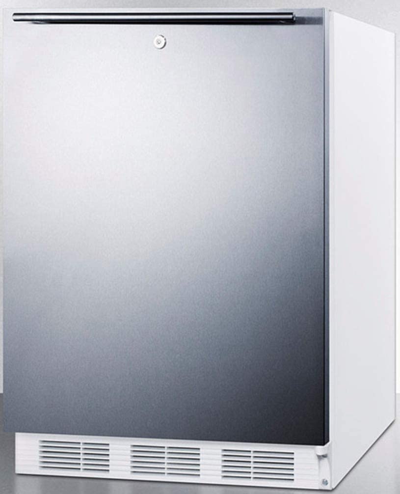 Summit Appliance CT66LWSSHHADA ADA Compliant Freestanding Refrigerator-Freezer with Lock, Dual Evaporator Cooling, Cycle Defrost, Lock, Stainless Steel Door, Horizontal Handle and White Cabinet