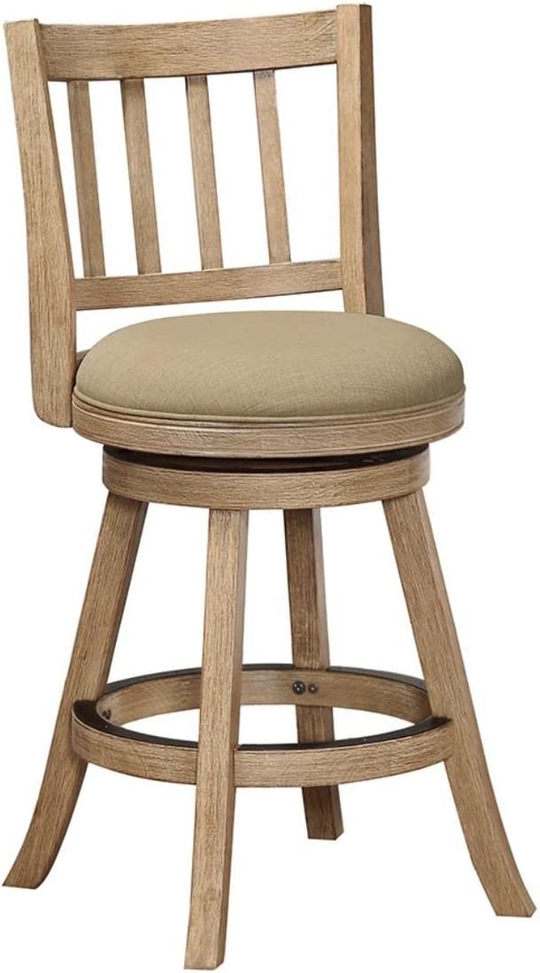 Boraam Sheldon Counter Height Stool, 24-Inch, 1-Pack, Driftwood Wire-Brush and Oatmeal