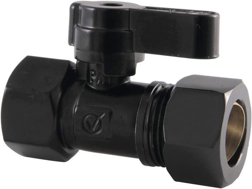 Kingston Brass KF4515MB 1/2-Inch IPS X 5/8-Inch OD Comp Straight Valve, Matte Black