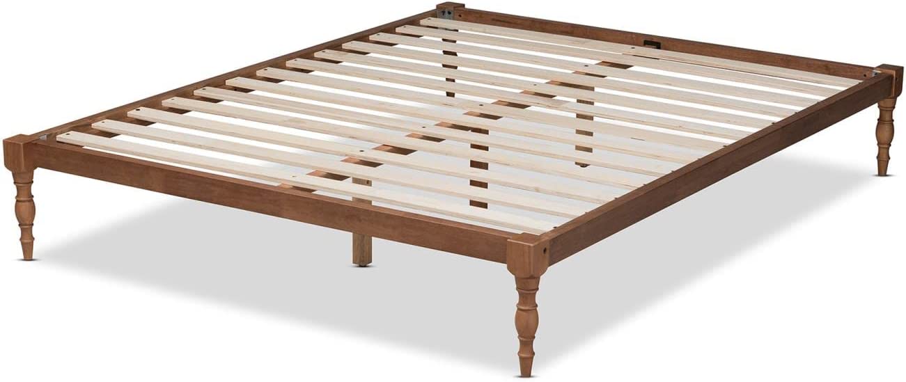 Baxton Studio Iseline Modern and Contemporary Walnut Brown Finished Wood Queen Size Platform Bed Frame