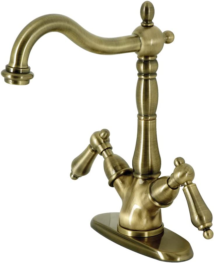 Kingston Brass KS1493AL Heritage 2-Handle Vessel Sink Faucet, Antique Brass