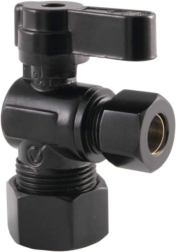 Kingston Brass KF5330MB Baseline 5/8-Inch x 3/8-Inch OD Comp Angle Stop Valve, Matte Black