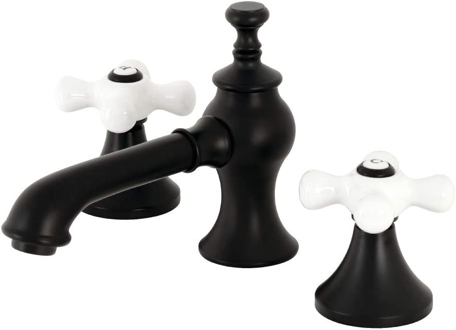 Kingston Brass KC7060PX Vintage Widespread Bathroom Faucet, Matte Black