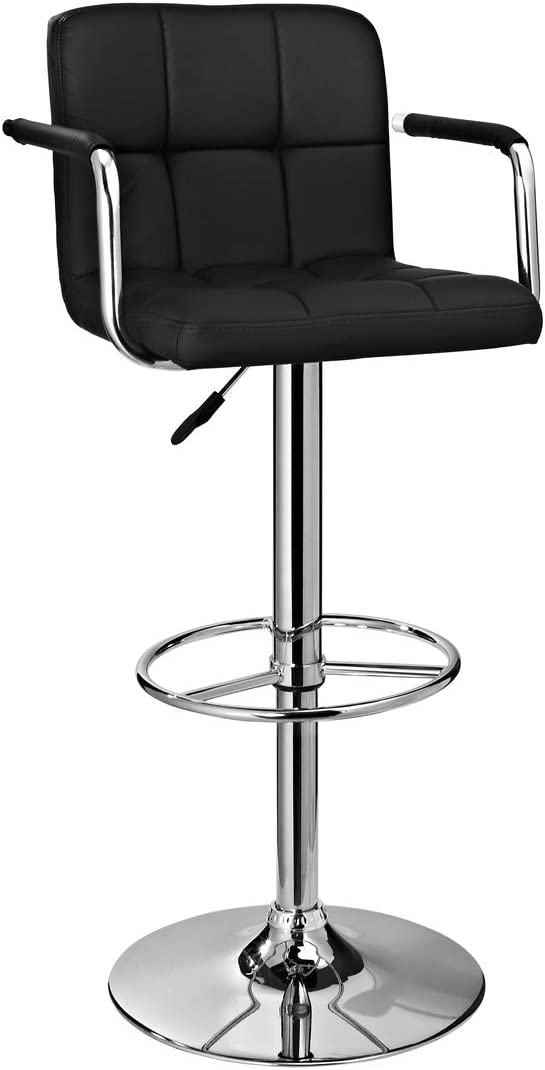 Powell Furniture Black and Chrome Adjustable Powell Quilted Barstool