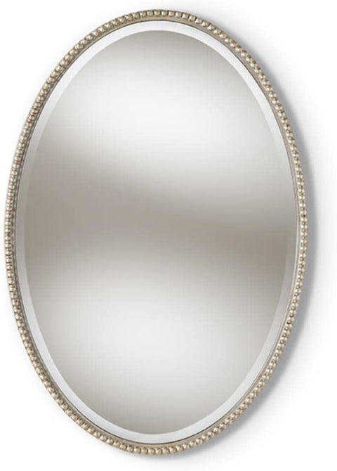 Baxton Studio Graca Modern and Contemporary Antique Silver Finished Oval Accent Wall Mirror