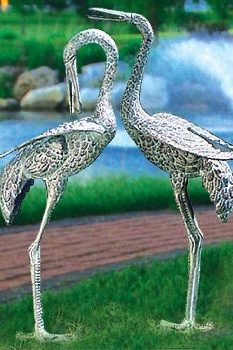 Achla Designs PC01 Preening Pair Crane Animal Bird Statue Garden Accent