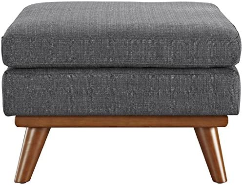 Modway Engage Mid-Century Modern Upholstered Fabric Ottoman in Gray