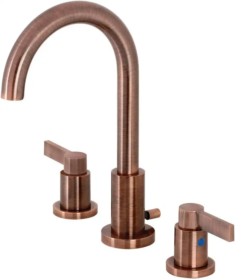 Kingston Brass FSC892NDLAC NuvoFusion Widespread Bathroom Faucet, Antique Copper