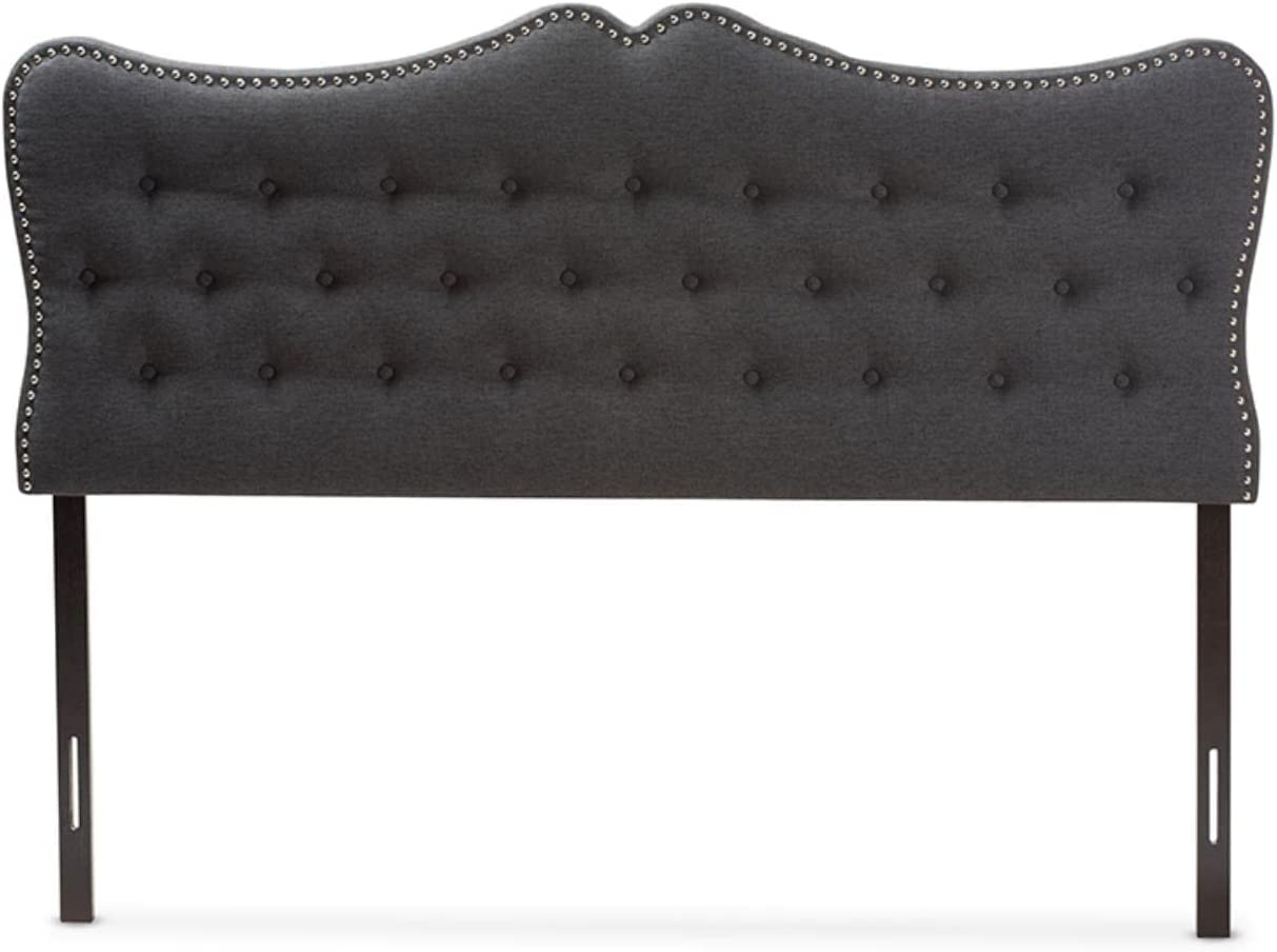 Baxton Studio Emma Modern and Contemporary Dark Grey Fabric Queen Size Headboard