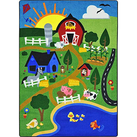Joy Carpet Kid Essentials - Early Childhood Happy Farm Multi Multi 78 x 109 Area Rugs