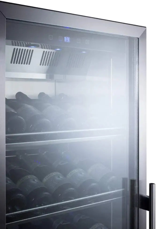 Summit Appliance SCR1401LHCHCSS Full-Size Commercially Listed Wine Cellar with Left Hand Door, Stainless Steel Interior, Champagne Shelving, Self-Closing Glass Door, Lock and Stainless Steel Cabinet